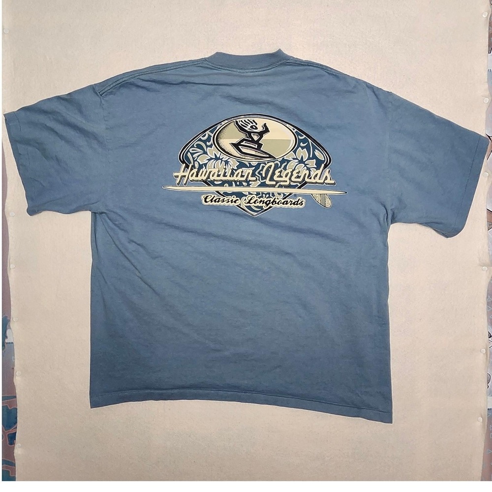 Vintage Hawaiian Legends Surf T Shirt XXL Distressed Blue Single Stitch 90s